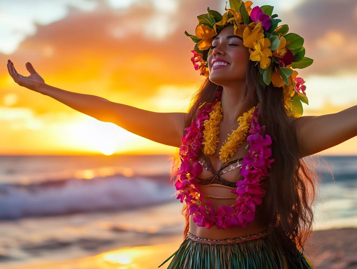 Hawaiian dancing woman