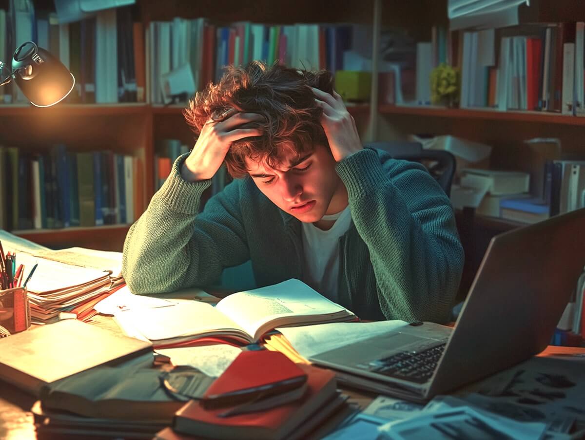 Men struggling with language learning difficulties