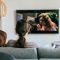 Woman watching an Italian movie.