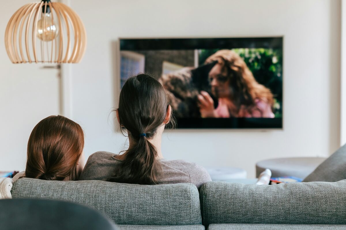 Woman watching an Italian movie.