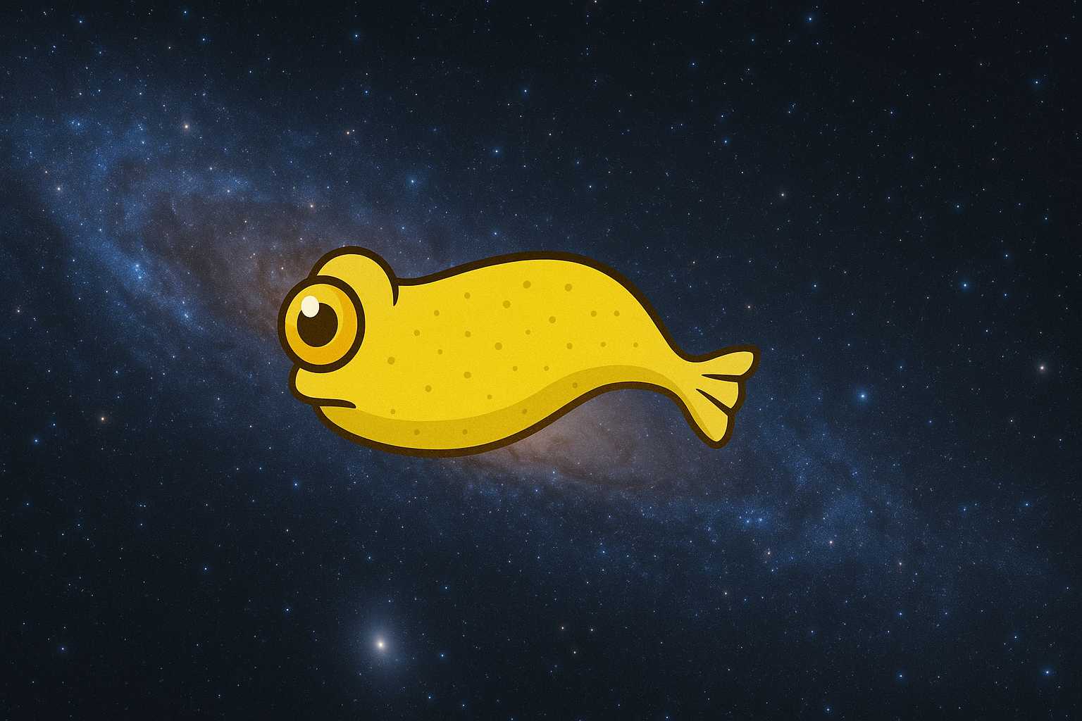 Fish like babel fish float in the galaxy.