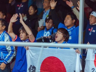 Japanese professional soccer game scene