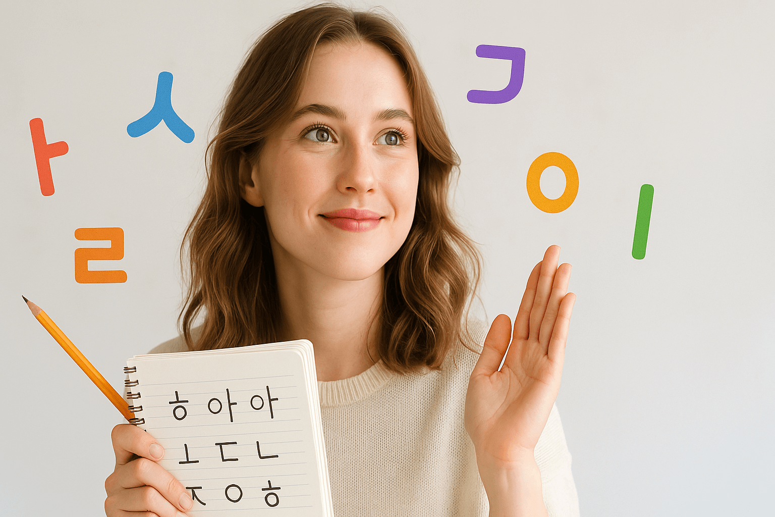 A woman studying Korean