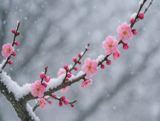 The sight of plum blossoms blooming in winter