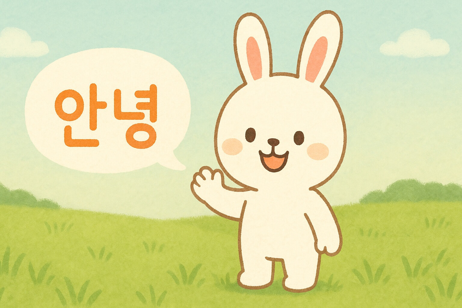 A rabbit saying “goodbye” in Korean