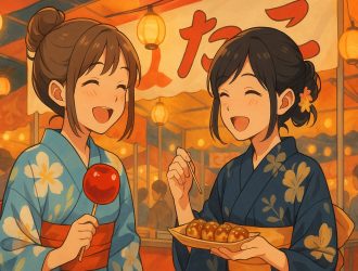 Women in yukata enjoying Japanese festivals