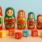 Matryoshka dolls and Russian language blocks