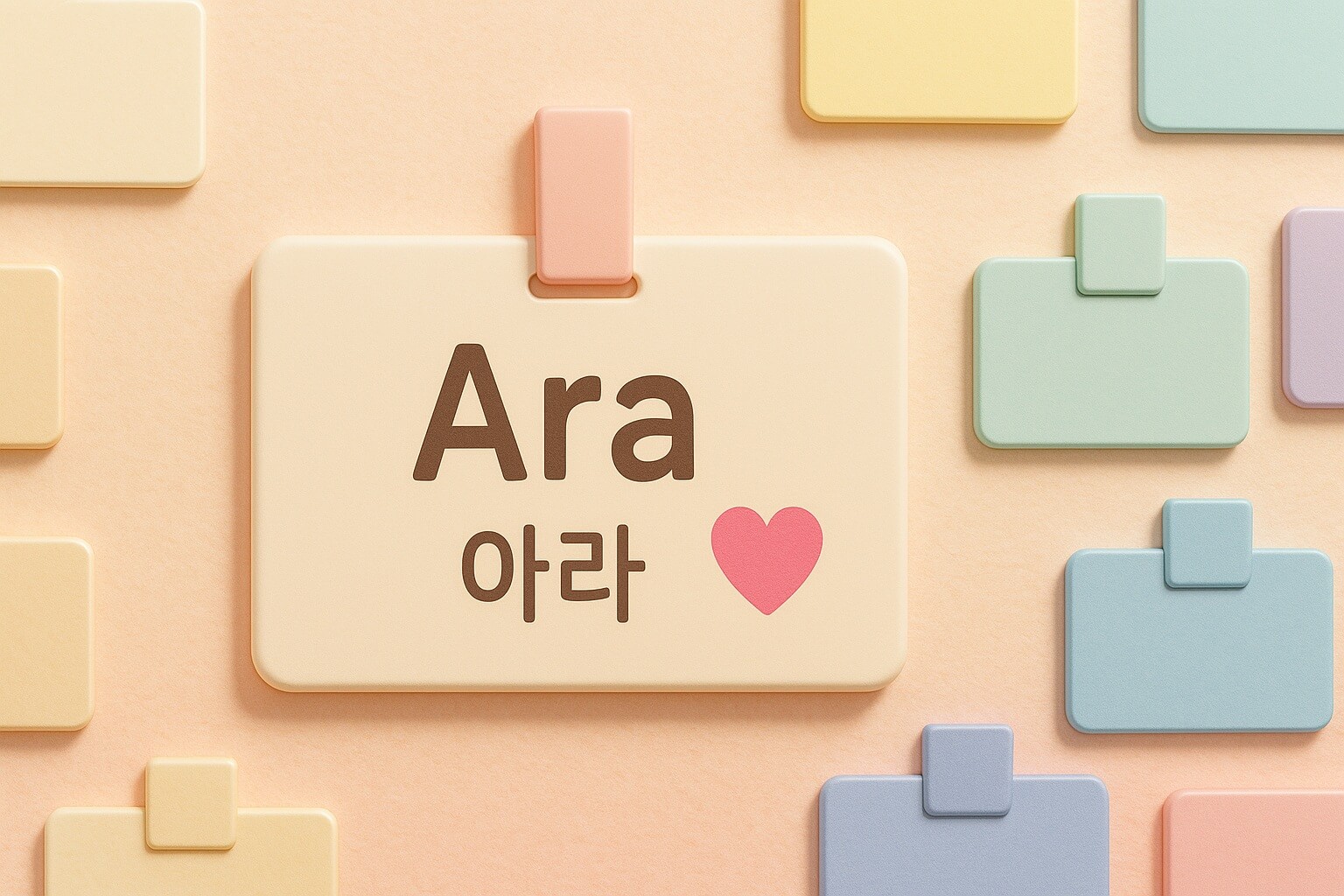 Name tag with Korean name written on it.