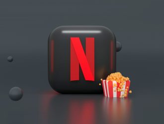 Netflix logo and popcorn