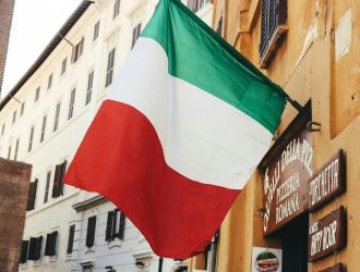 A building displaying the Italian flag.
