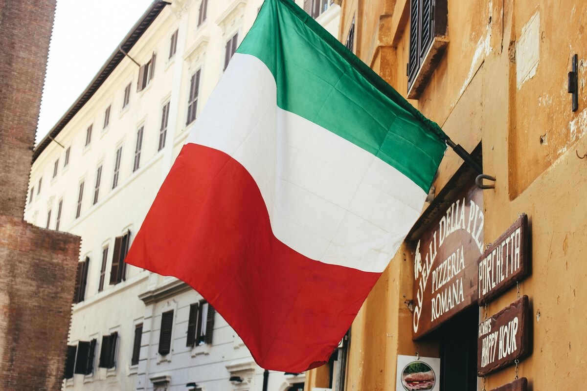A building displaying the Italian flag.