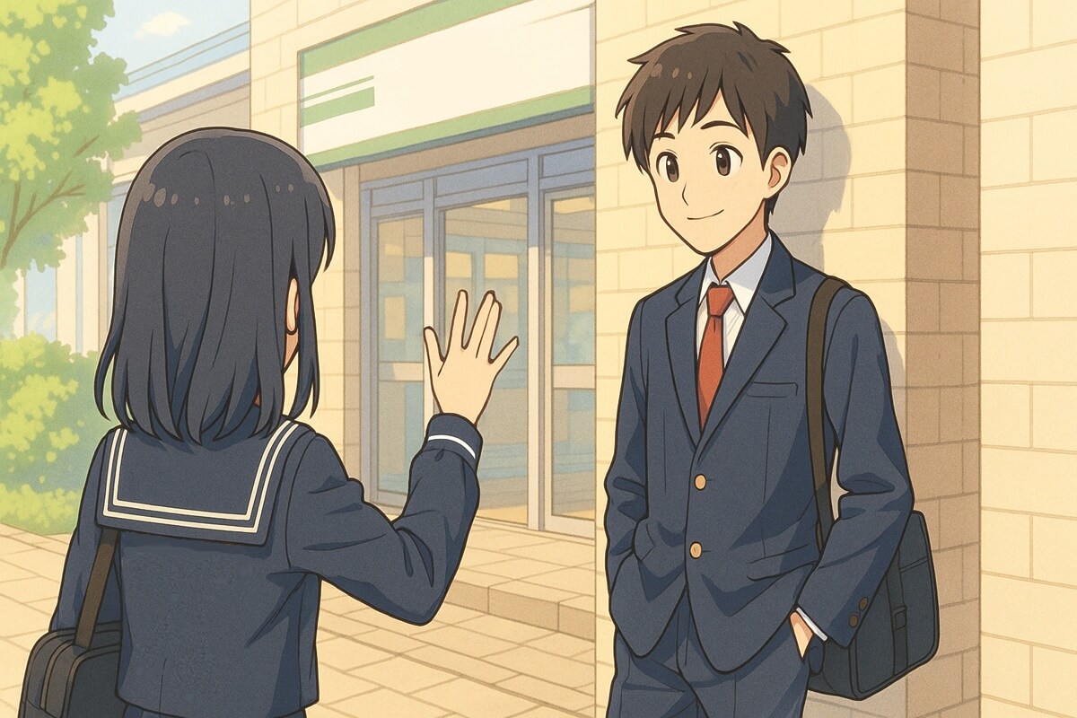 Two students are meeting up.