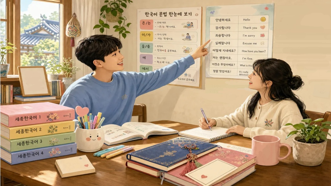 korean_grammar_textbook_with_colorful_notes